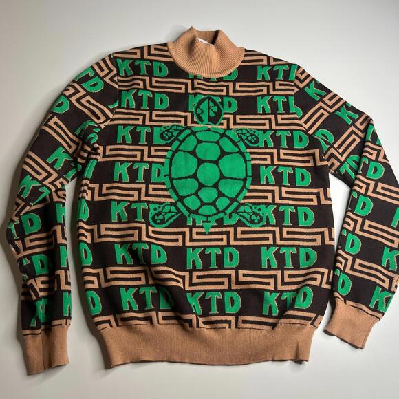 Kentucky Turtle Derby Sweater L Graphic Mock Neck Vintage Style Knit KTD Rare - Picture 1 of 7